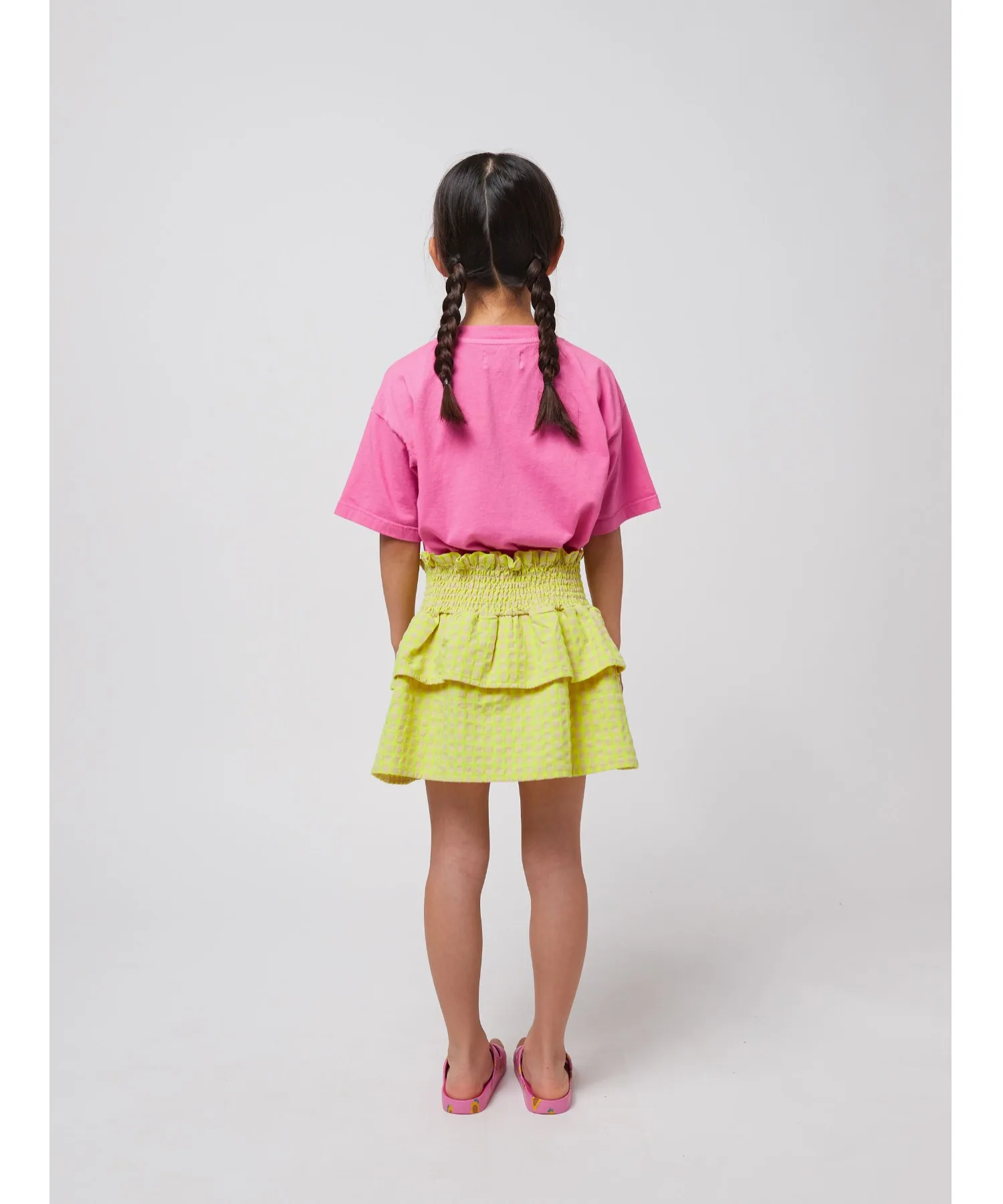 Детская юбка в клетку с рюшами Vichy ruffle skirt BOBO CHOSES желтая — фото 4