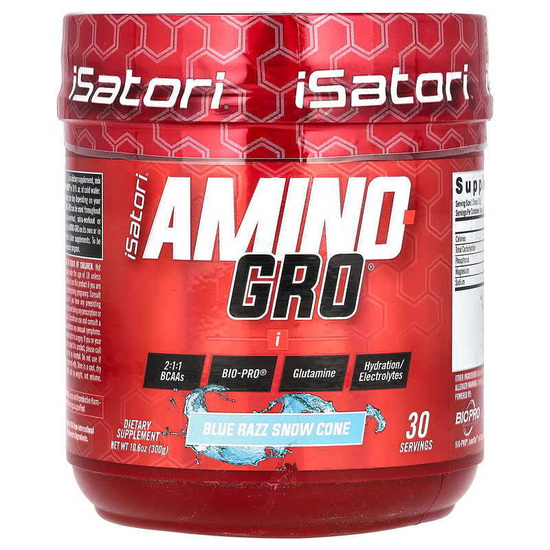 

Isatori, Amino-Gro, снежный шишка из голубой малины, 300 г (10,6 унции)