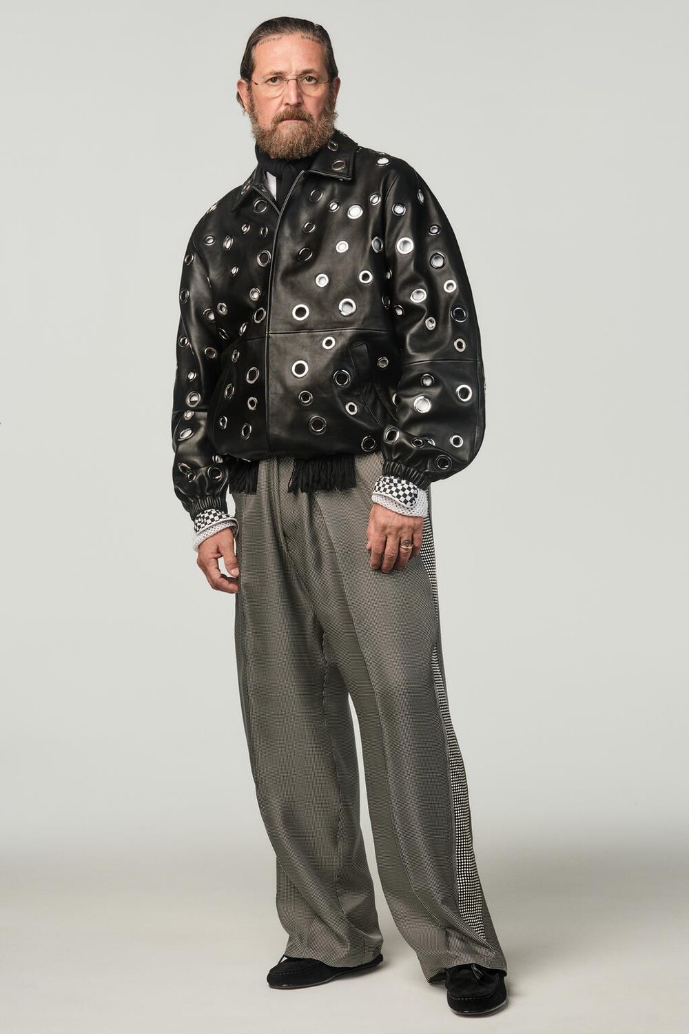 

Кожаная куртка с металлическими люверсами x Stefano Pilati ZARA, черный