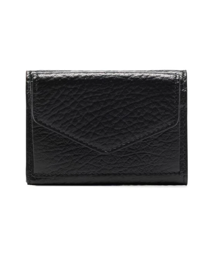 

Черный кожаный трехсекционный кошелек-кардхолдер Maison Margiela, черный