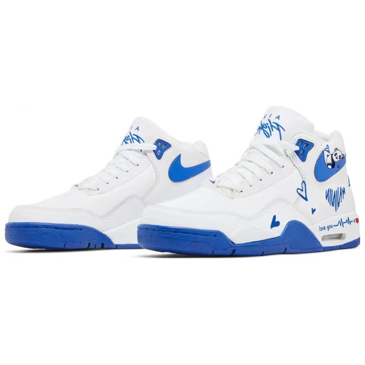 Кроссовки Nike Flight Legacy Vintage Basketball Shoes Men Mid-top White/blue, белый — фото 3