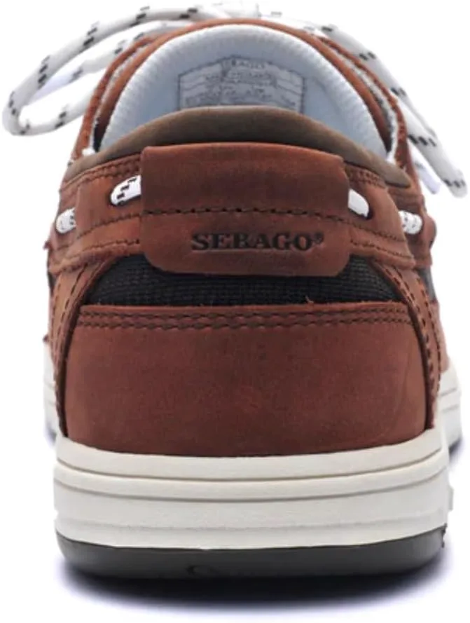

Мокасины Sebago Triton с тремя отверстиями для шнурков - лодочные туфли из вощеной кожи нубук с дышащей сетчатой подкладкой, удобной стелькой из ЭВА и резиновой подошвой, темно-коричневый