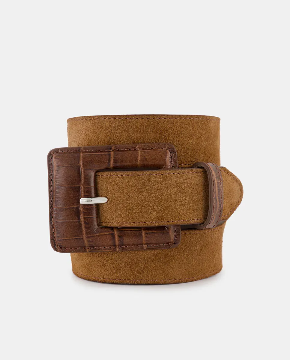 

Ремень из спилка с кокосовой пряжкой Latouche, цвет 730 Camel