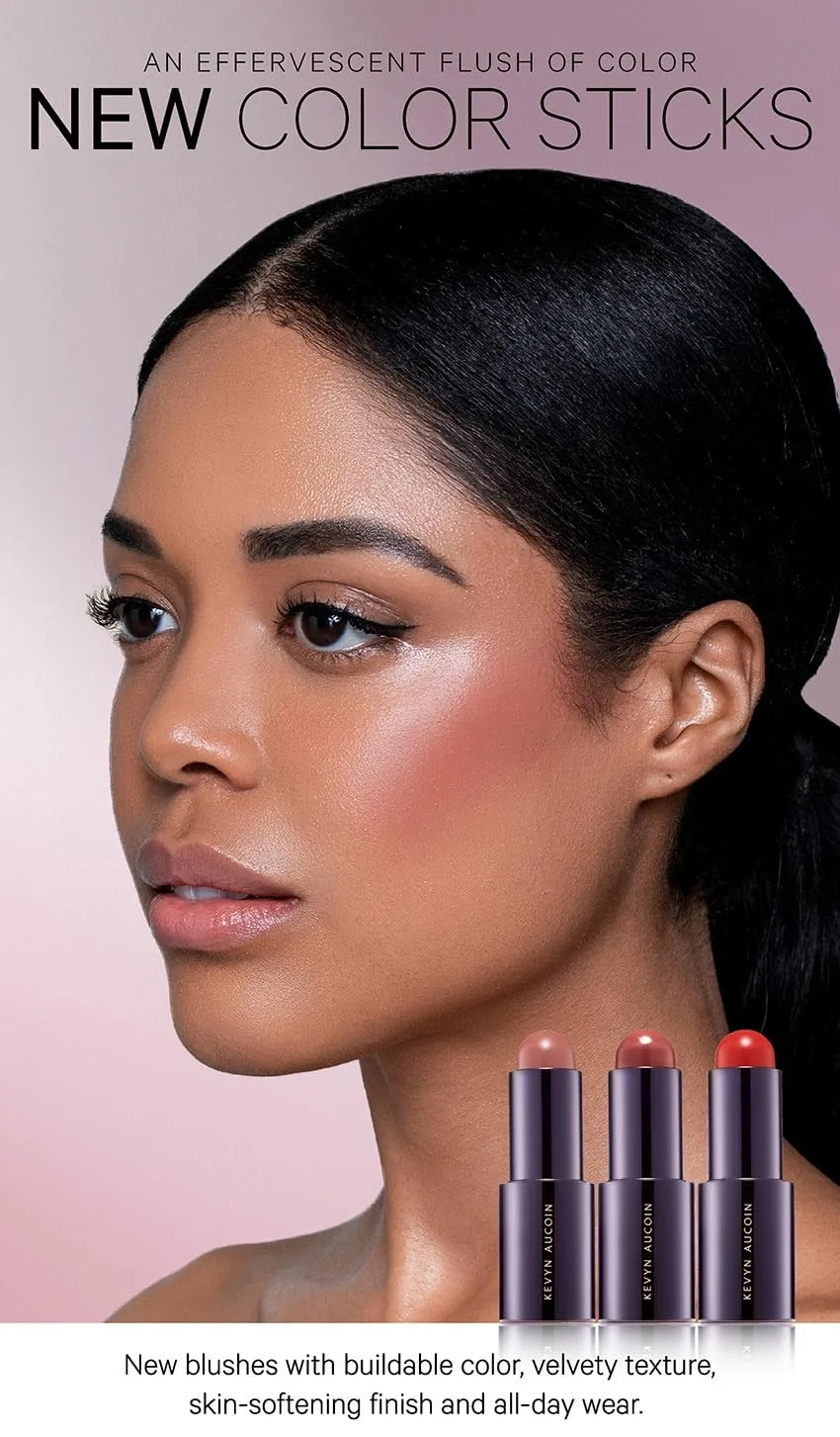 Kevyn Aucoin The Color Stick: Румяна для макияжа. Стойкие, легко наслаиваются, подходят для щек, носа, лба или глаз. Бархатистая текстура с сатиновым финишем. Сделано в Италии. 1 штука (1 шт.), Blooming (light to medium skin tones) — фото 4