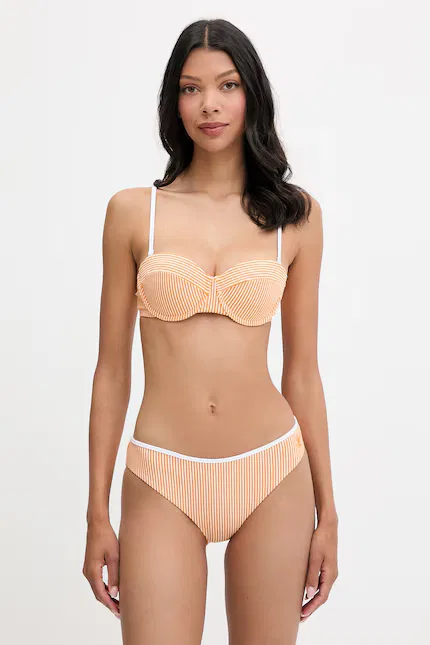 Купальник раздельный бардотка с полосками SUMMER Tommy Hilfiger, оранжевый — фото 2