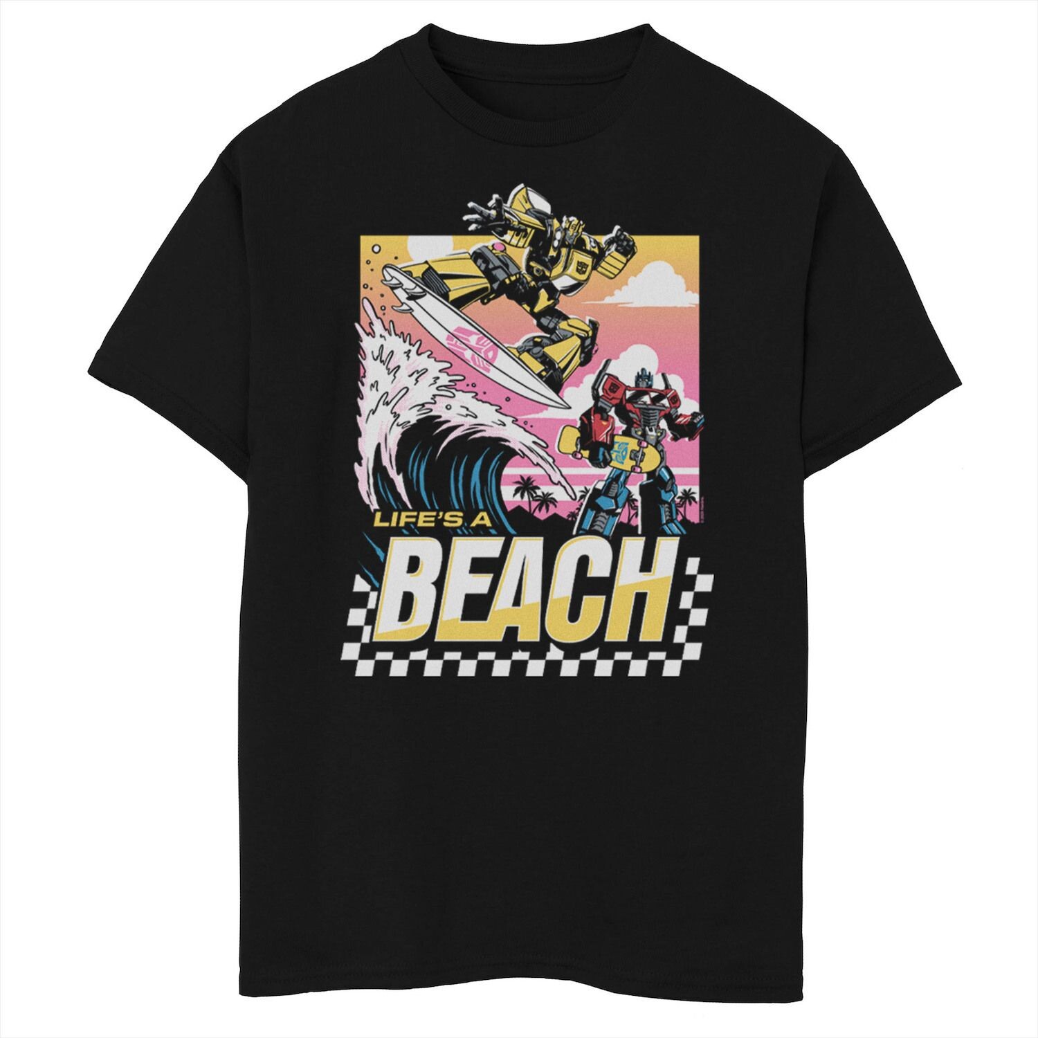 

Футболка Transformers Bumblebee Surfing Life's A Beach для мальчиков 8–20 лет с графическим рисунком и портретом Licensed Character