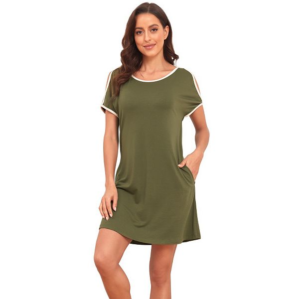 

Женская пижама-платье с коротким рукавом и карманами Yesfashion, Olive Green