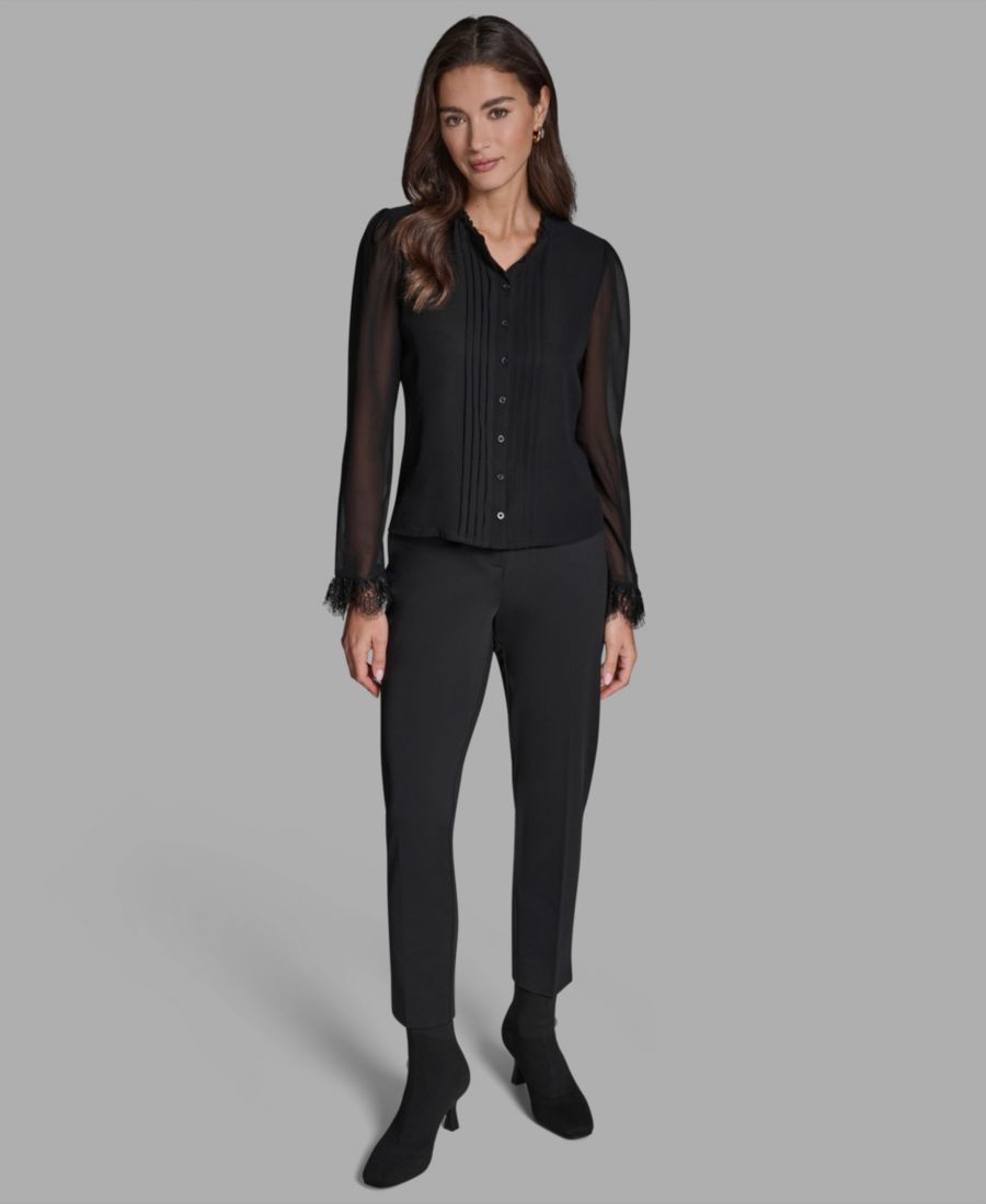

Женская плиссированная блузка на пуговицах BCBG, Black