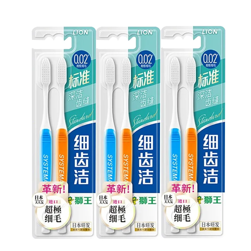 Зубная щетка Fine Toothbrush LION, Fine-Grit Stretch Gum Protection Toothbrush 2 Pcs Set * 6 Sets — фото 2