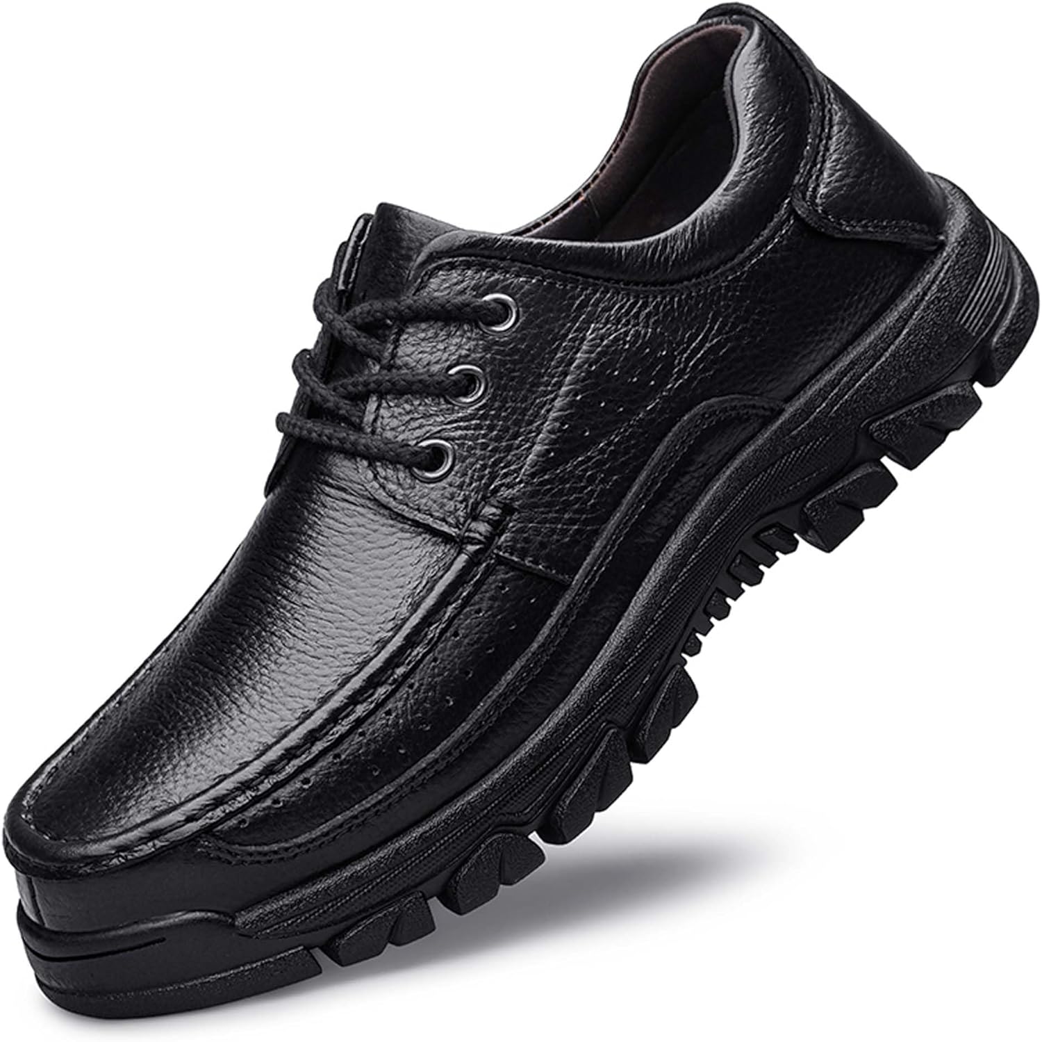 

Мужские премиальные повседневные туфли из коровьей кожи, обувь для ходьбы, мужские повседневные туфли, на шнуровке, с кожаной подкладкой, удобные и мягкие, с нескользящей износостойкой подошвой Generic, черный