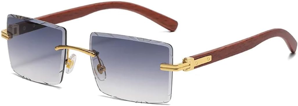 

Солнцезащитные очки с защитой UV400 | Безободковая панк-оправа с металлическими заклепками | Для женщин и мужчин, для занятий спортом на открытом воздухе и вождения DSVIGF, Gold-gray