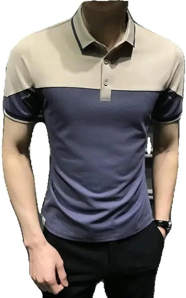 

Мужская футболка летняя streetwear, cotton, slim fit, с воротником, heather, loose, white Xingfenly