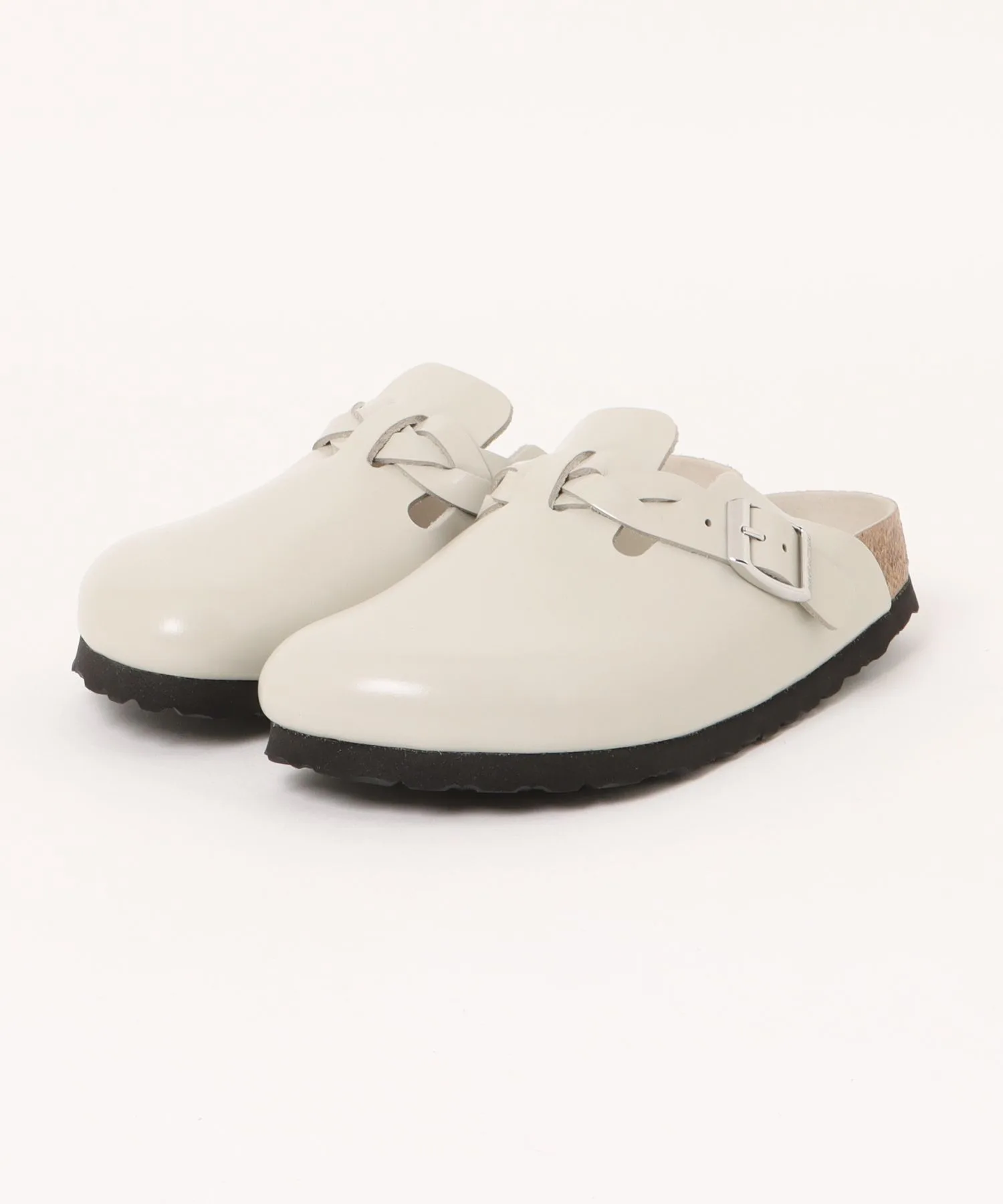 Универсальные сандалии из гладкой кожи Birkenstock Boston Braided Oyster бежевые
