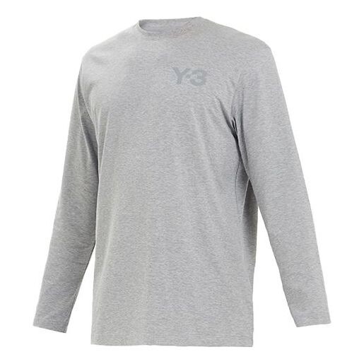 

Футболка men's y-3 logo pattern micro mark casual long sleeves round neck gray t-shirt Adidas, серый