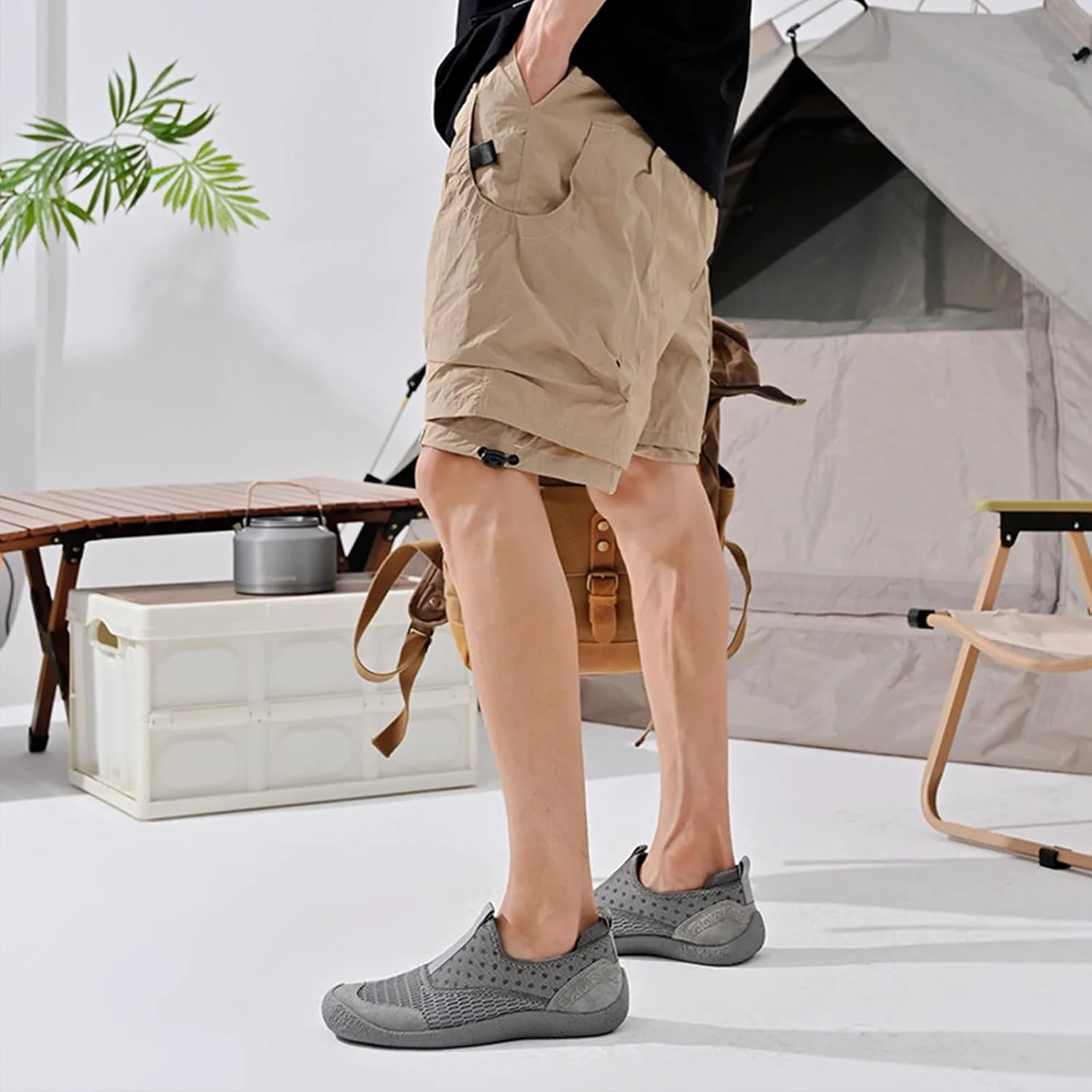 

Мужские кроссовки на слипоне с дышащей сеткой, модные, с круглым носком, комфортные, с эффектом увеличения роста, повседневные, противоскользящие и износостойкие, для прогулок на улице и спортивных тренировок NEUUGO, серый