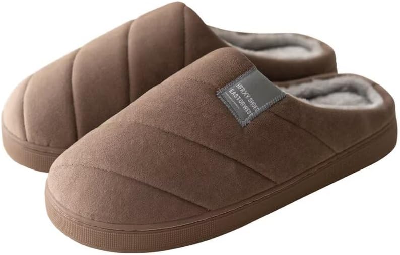 

Мужские и женские нескользящие лаконичные теплые зимние домашние тапочки Zonkacen, Coffee