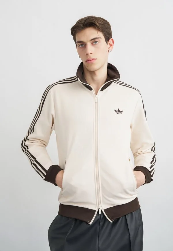 Толстовка beckenbauer на молнии Adidas Originals, White/Dark Brown