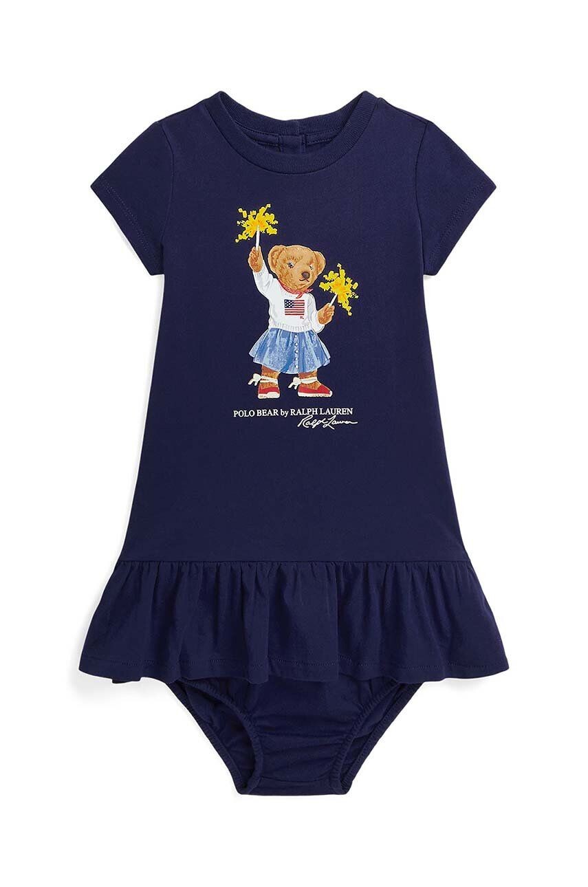 

Хлопковое платье для новорожденных Polo Ralph Lauren, темно-синий
