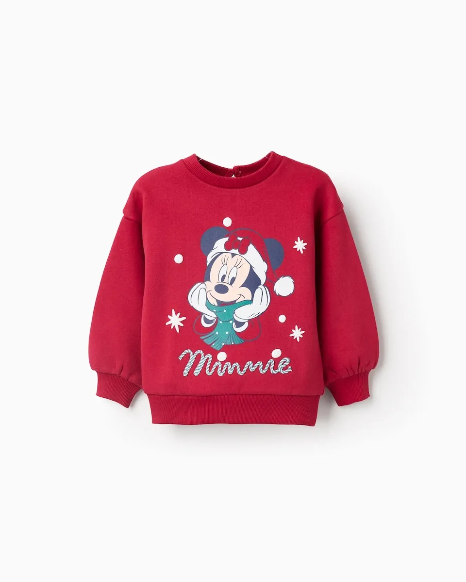 

Свитер для маленькой девочки с принтом Минни на тему Рождества Zippy, красный