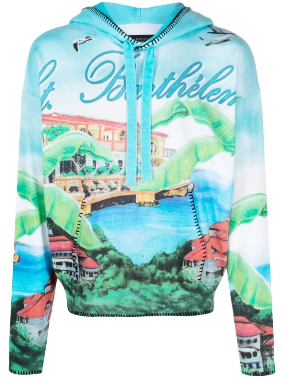 

AMIRI graphic-print cotton hoodie, синий