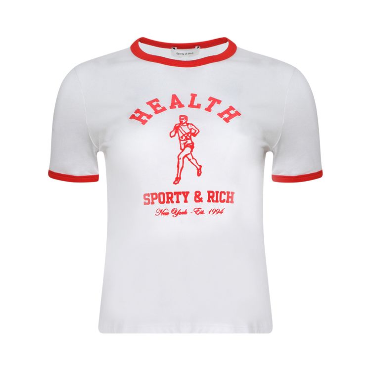 

Футболка Sporty & Rich Sporty & Rich NY Running Club Ringer Tee White/Sports Red, белый