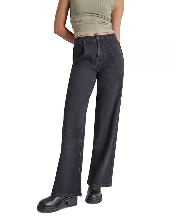

Женские широкие джинсы с высокой посадкой и складками спереди DKNY Jeans, черный