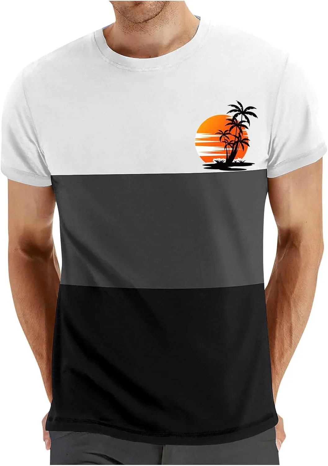 

Мужская футболка Casual с цветными блоками, 2025, Regular Fit