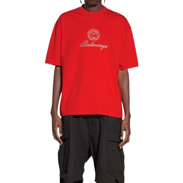 Футболка qixi crest t-shirt medium fit 'red' Balenciaga, красный — фото 2