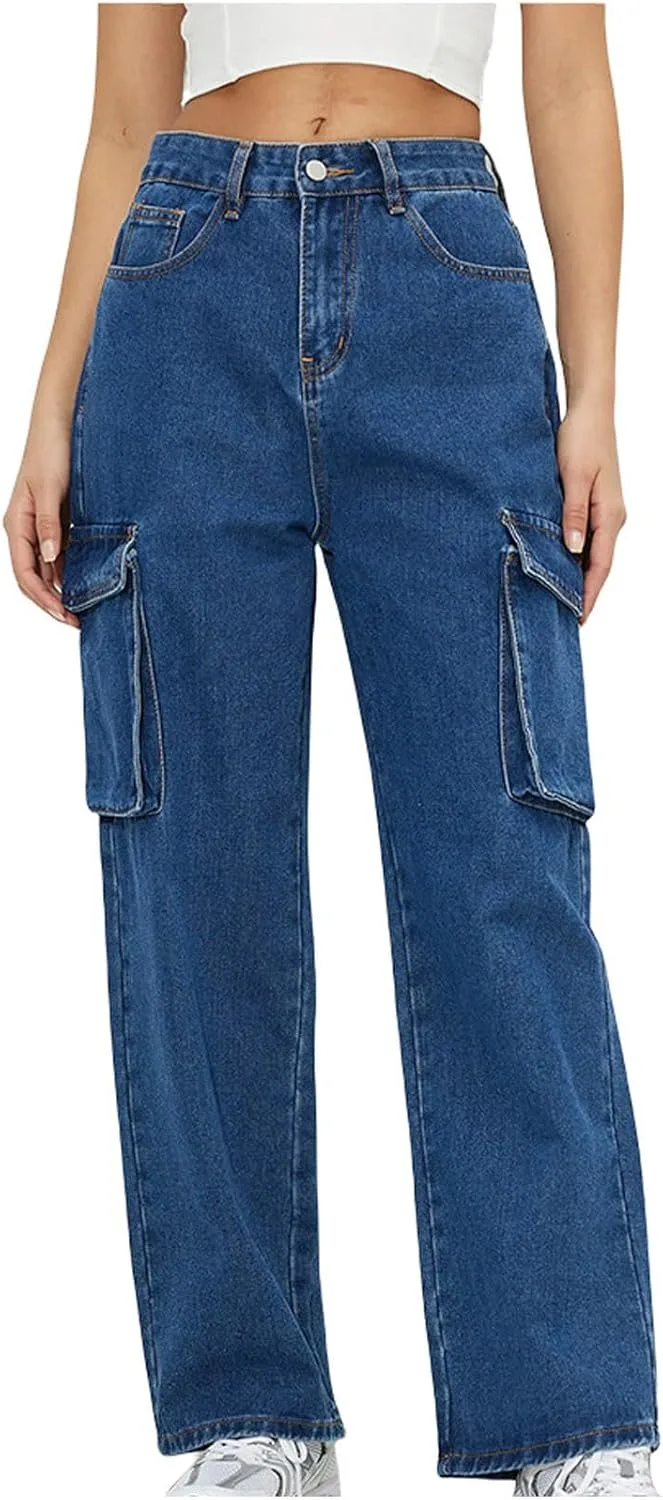 

Женские карго с высокой талией и широкими штанинами