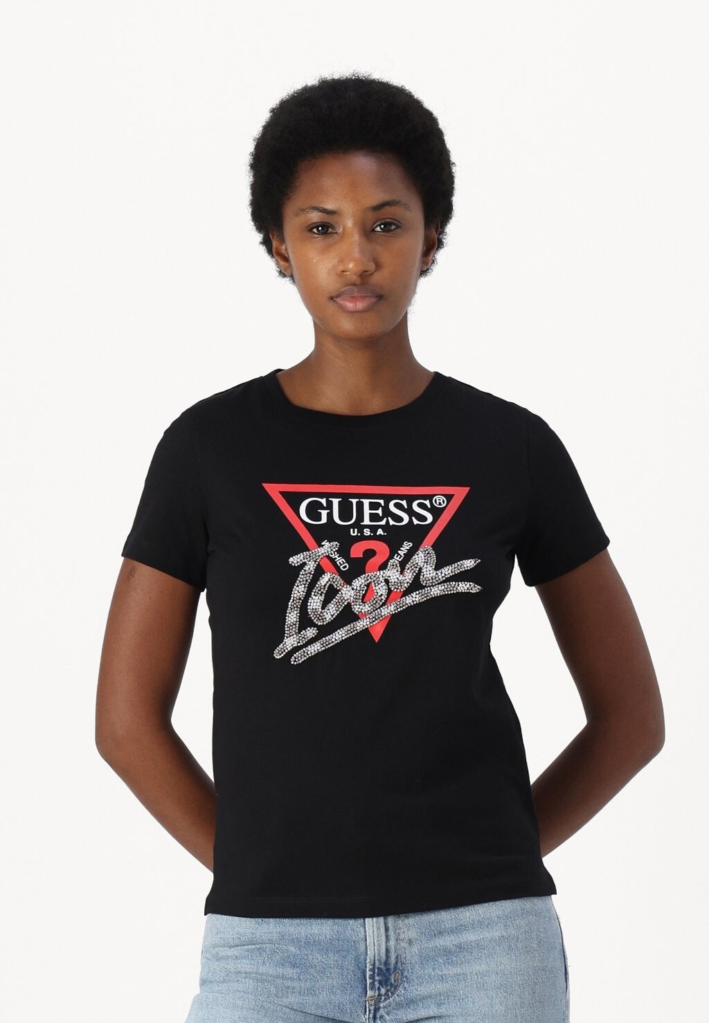 

Футболка с принтом ICON TEE Guess, черный