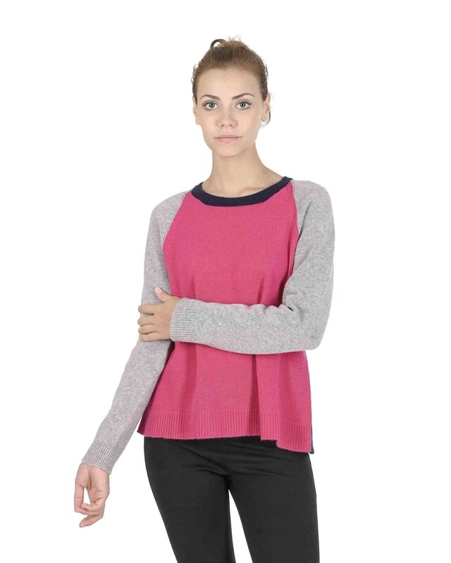 

Женский свитер с круглым вырезом coe 0016 фуксия/крем Crown Of Edinburgh Cashmere, мультиколор