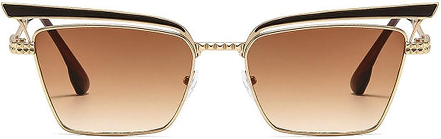 

Солнцезащитные очки COTIA в стиле «кошачий глаз» для женщин и мужчин, модные, с полой металлической оправой, в стиле Y2K, уникальные солнцезащитные очки в форме «кошачьего глаза», Tea