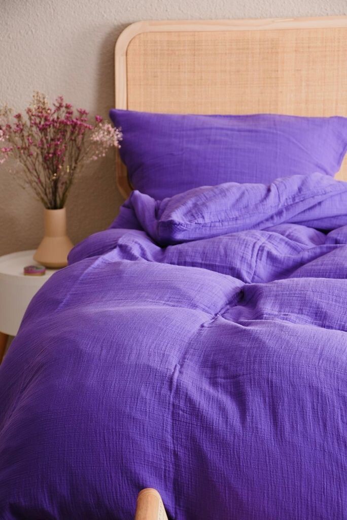 

Муслиновое постельное белье фиолетового цвета из натурального хлопка Sandiik, Фиолетовый, Муслиновое постельное белье фиолетового цвета из натурального хлопка Sandiik