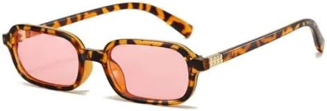 

Прямоугольные солнцезащитные очки для женщин в винтажном стиле, защита от УФ-излучения UV400 для мужчин, модные панк-солнцезащитные очки MTZJH, Leopard Pink