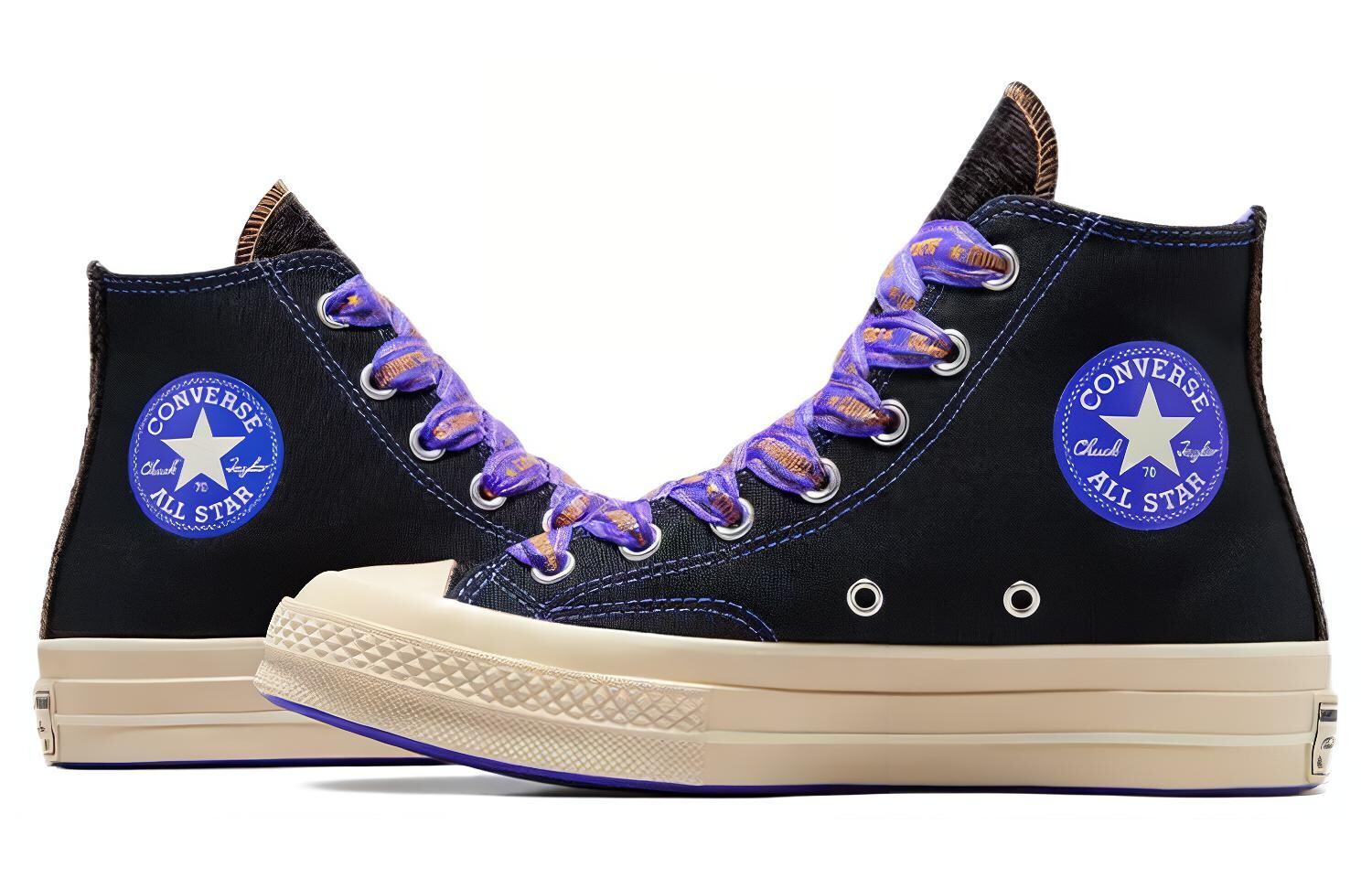 Converse Конверсы парусиновой обуви 1970-х годов унисекс, Черный/Фиолетовый — фото 4