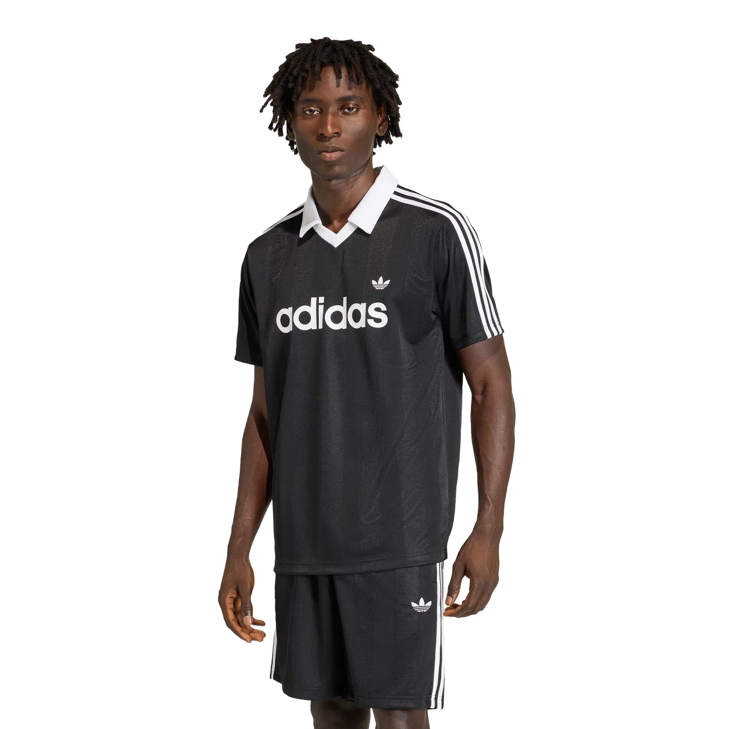 Мужская футболка-поло Adidas Archive Collar Engineered Jersey, чёрная — фото 4