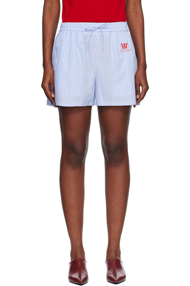 

Off-White Синие полосатые поплиновые шорты