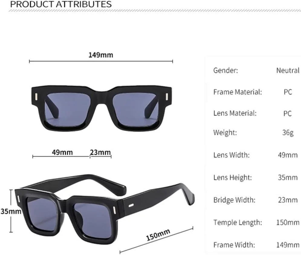 

Квадратные солнцезащитные очки 2027 для женщин и мужчин, для путешествий, мужские солнцезащитные очки, женские очки с защитой от УФ-излучения UV400 MTZJH, Black