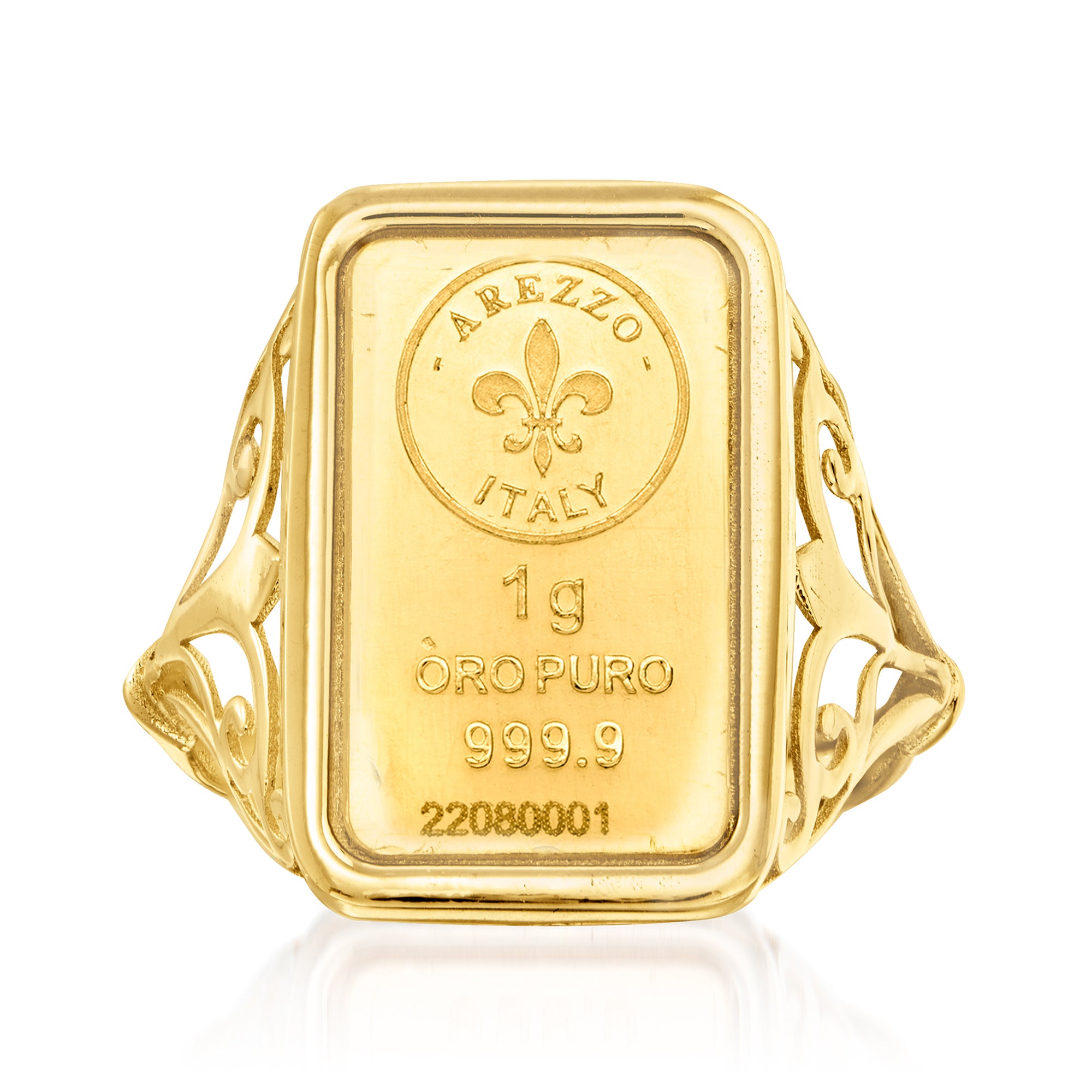 

Кольцо Ross-Simons Italian из 24-каратного желтого золота весом 1 грамм с полосой из 14-каратного желтого золота Ross-Simons, желтый