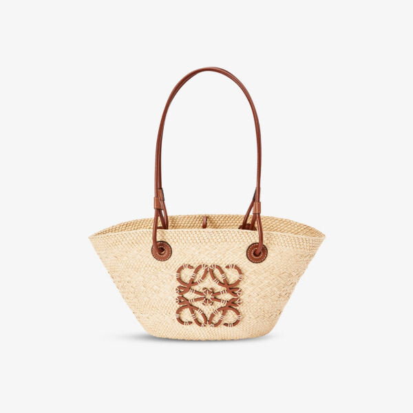 

Маленькая сумка-корзина Anagram из кожи и пальмы ирака Loewe, цвет natural/tan