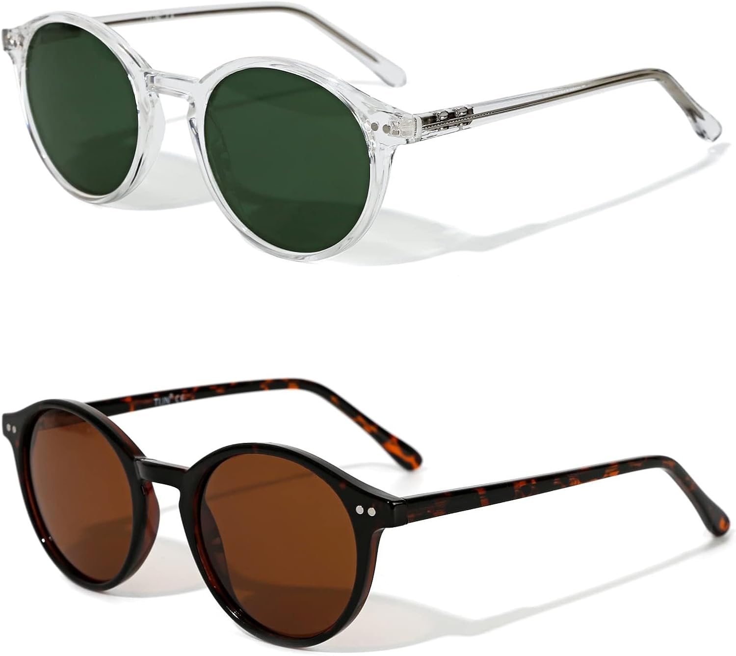 

Винтажные маленькие круглые солнцезащитные очки TIJN для женщин и мужчин, комплект из 2 штук, стильные поляризованные цветные линзы UV400, тонированные солнцезащитные очки, классические солнцезащитные очки, Green