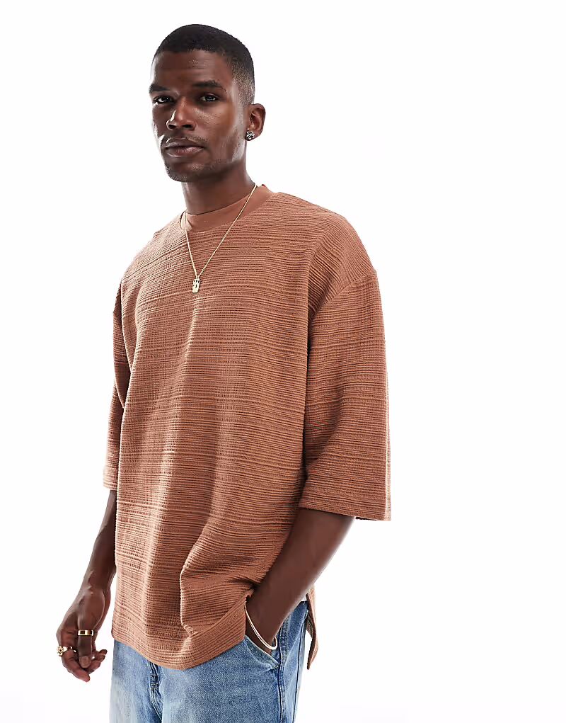 

Футболка свободного кроя с коротким рукавом ASOS DESIGN коричневого цвета