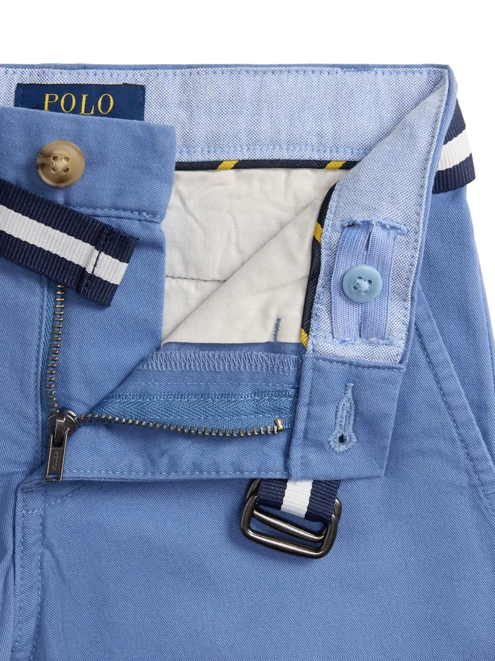 Шорты с вышитым логотипом и поясом Polo Ralph Lauren Kids, синий — фото 3