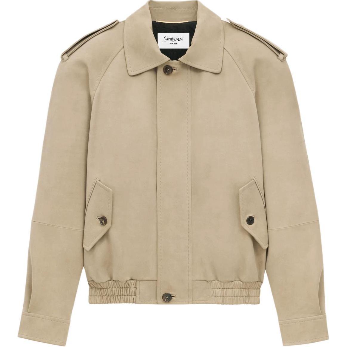 

SAINT LAURENT Детализированная бомбер куртка, Light Gray