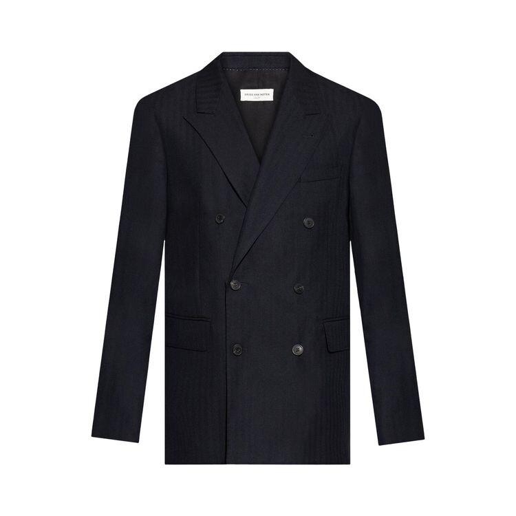 

Блейзер Dries Van Noten Slim Fit Double Breasted Blazer Navy, синий