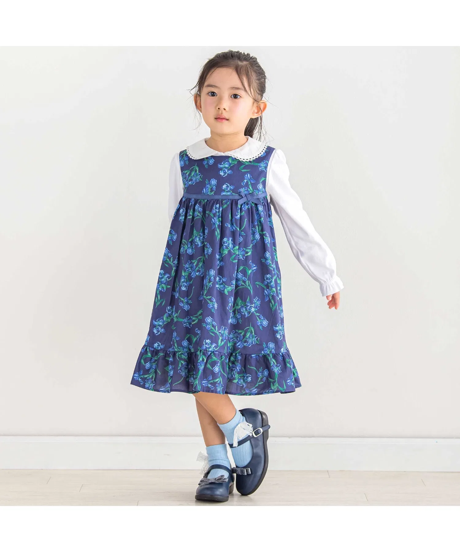 Детское платье с цветочным принтом BeBe French Iris, зелёное — фото 3