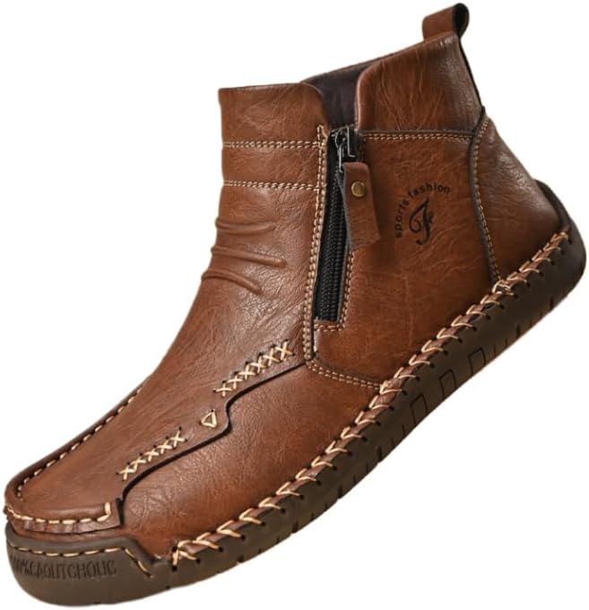 

Мужские кожаные ботинки Hhhchpm на шнуровке для походов, кемпинга и вождения, модные ретро с боковой молнией, высокие кроссовки, на выбор с теплой бархатной подкладкой, зимние ботинки, коричневый