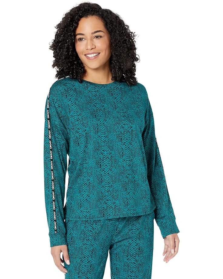 

Пижамный комплект DKNY Long Sleeve Top and Joggers Set, цвет Teal Snake