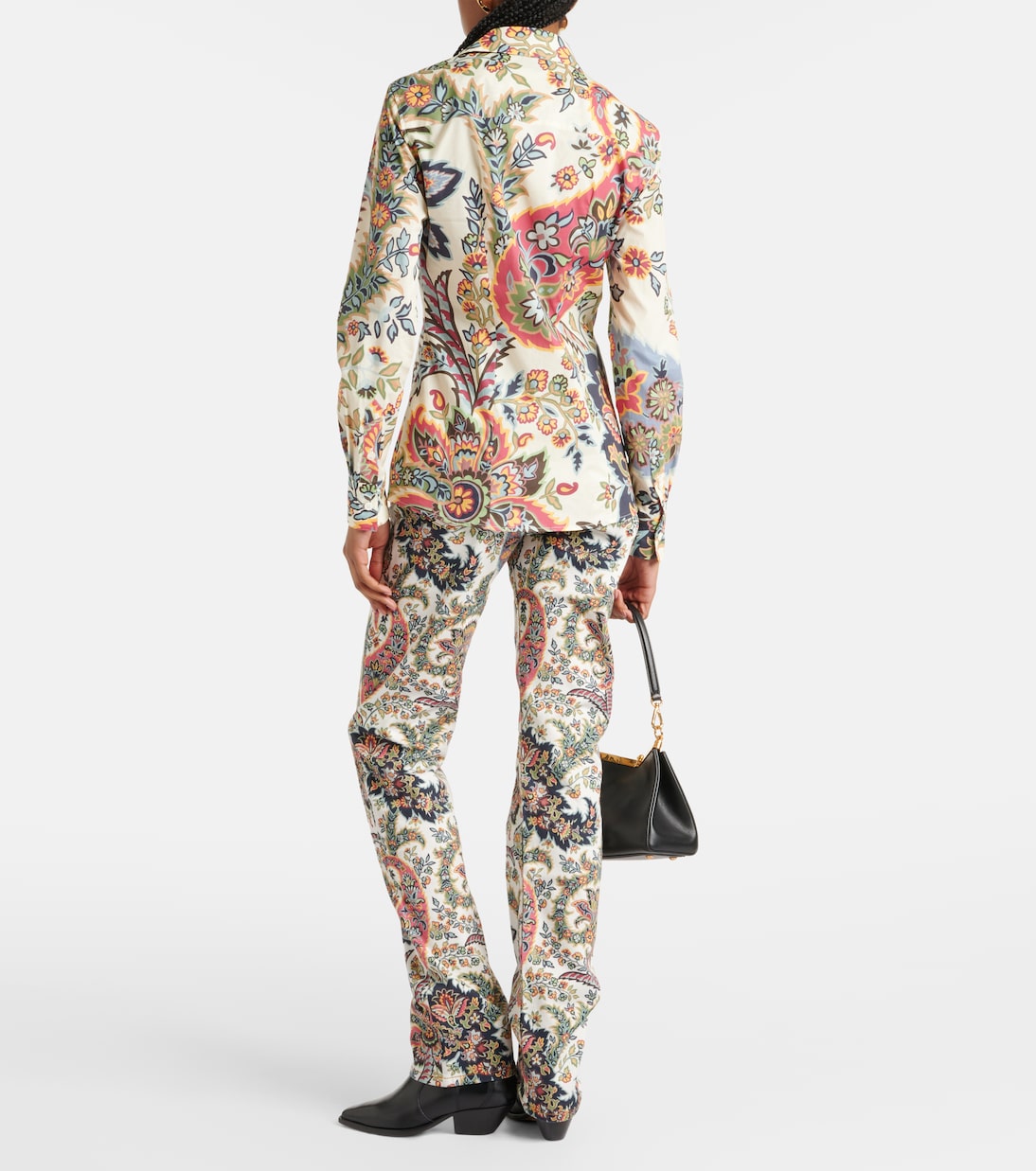 Рубашка из смесового хлопка с цветочным принтом Etro, Print On Beige Base — фото 3