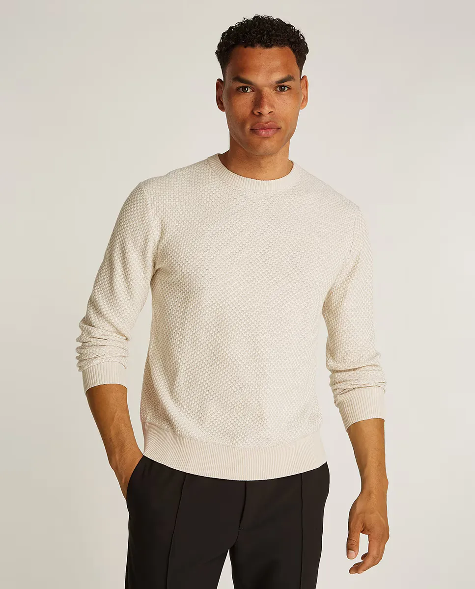 

Мужской двухцветный трикотажный свитер Calvin Klein, цвет Crema